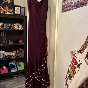 Elegant Burgundy Evening Gown